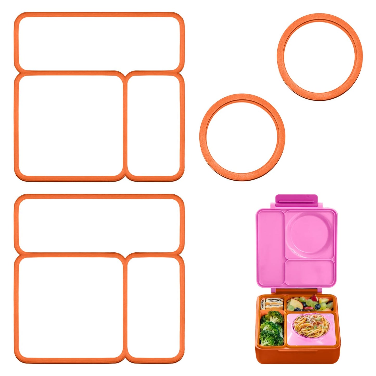 4 Packs Lid Seal Gasket For Omiebox,Omie Box Accessories for Kids Lunch Box Boxes, Food Grade Safe Silicone Rubber Seals (4P)