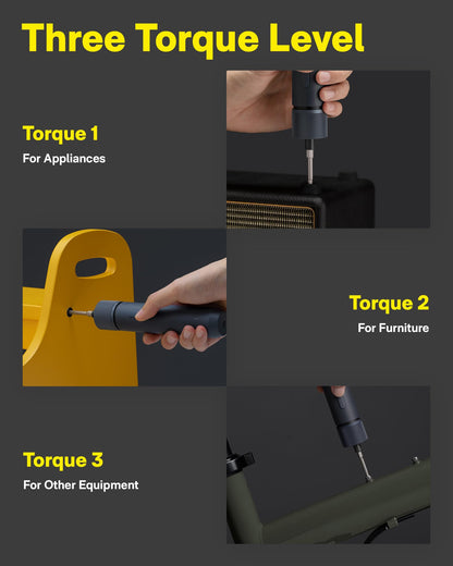 HOTO Electric Screwdriver Kit, 25-Piece Upgraded Bit Set, 3.6V Cordless Screwdriver Rechargeable, Magnetic Case Lid, 3 Torque Settings, 1500mAh Battery, LED Light for Furniture/Electrical Repairs
