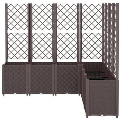 XHNIFBN Brown Modular Garden Planter with Trellis 63x63x55 in Outdoor Raised Beds Box UV Polypropylene for Balcony Patio Terrace