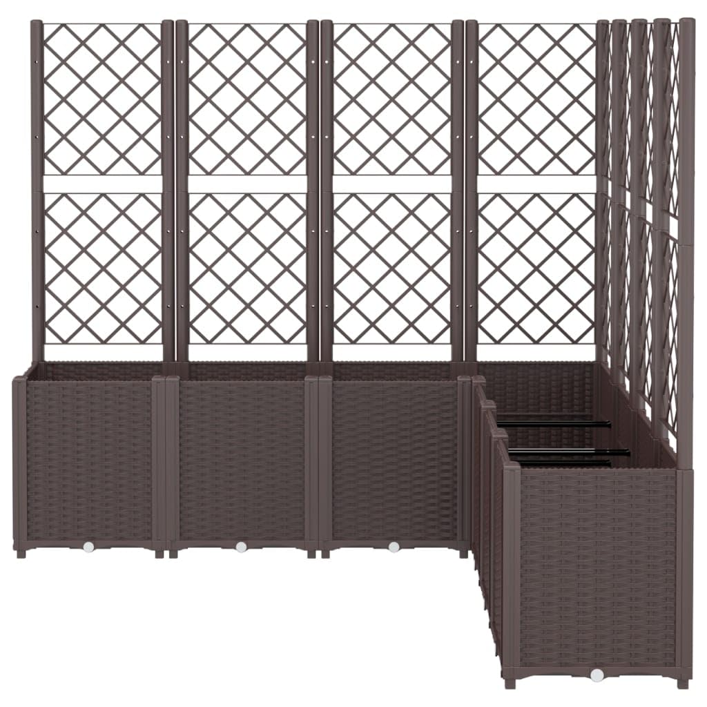 hliofuir Garden Planter with Trellis 63"x63"x55" Brown Modular Raised Planter Box UV Stable Polypropylene for Climbing Plants, Outdoor Garden Bed Patio Balcony