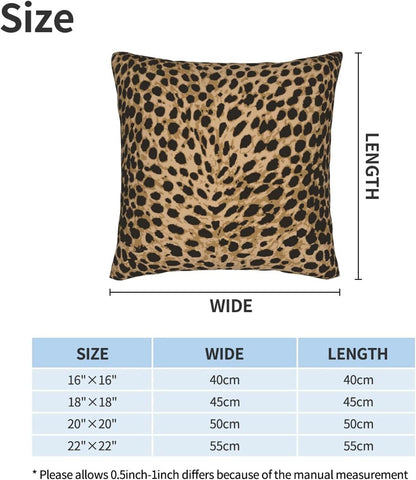 Leopard Skin Wild Animal Print Throw Pillow Cover Set of 2, Decorative Square Pillowcase for Bedroom, Living Room