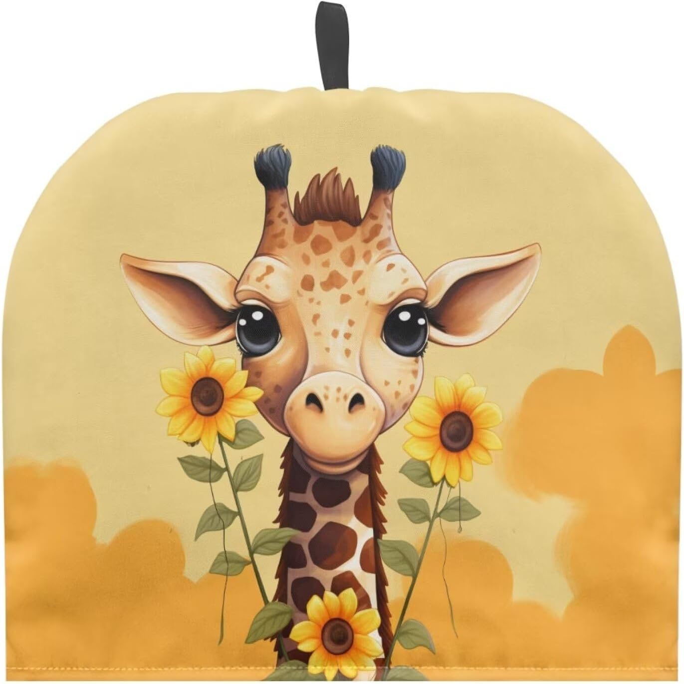 Giraffe Sunflower Print Tea Cozy, Insulated Teapot Cover for Ladies Gift, Decorative Accessory (Yellow)