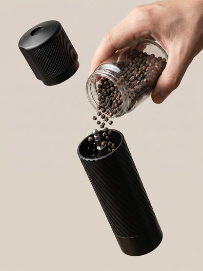 Pepper Grinder, Homnoble Professional Grade Pepper Grinder, Heavy Duty Pepper Mill, Refillable Aluminum Manual Pepper Mill with Adjustable Coarseness and Stainless Steel Blade