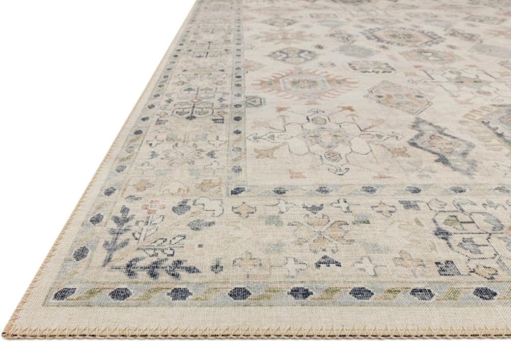 Loloi Hathaway Collection HTH-04 Runner Rug, Beige/Multi, 2'-6" x 7'-6", .25" Thick, Soft, Durable, Modern, Low Pile