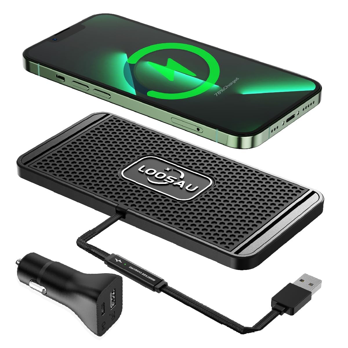 Wireless car Charger Charging pad 15w Non Slip FastCharger for car Wireless Phone Charger for Android for iPhone 11/12/13/14/15/16 Pro Max Xs,Samsung Galaxy S20, S10+ Note 9，LG