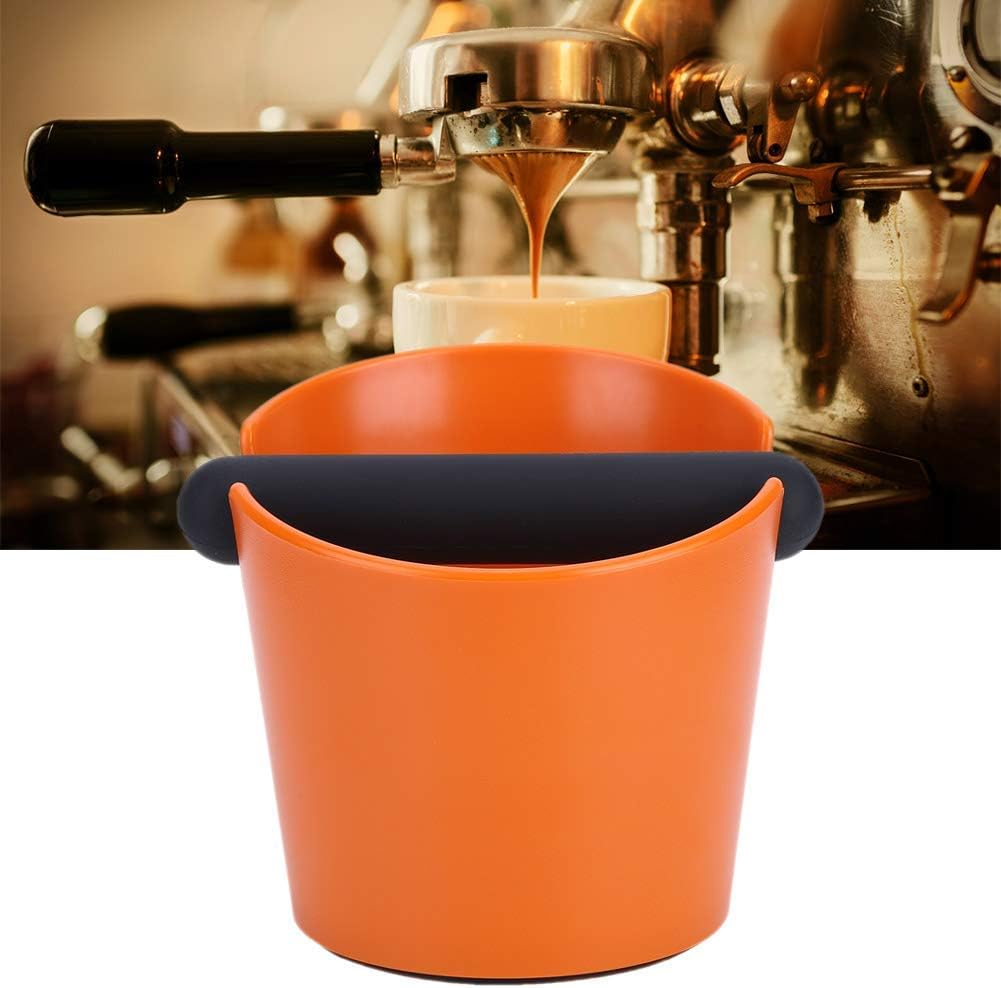 Coffee Knock Box - Portable Household Non Slip ABS Coffee Grind Dump Bin for Coffee Shop, Orange