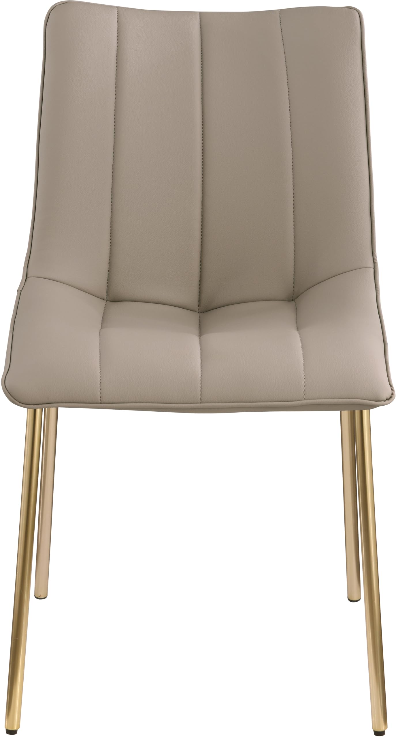 Meridian Furniture 529Taupe-C Isla Collection Modern | Contemporary Vegan Leather Upholstered Dining Chair, Brushed Gold Metal, Channel Tuft On Back, 18.5" W x 22.5" D x 33.5" H, Taupe, Set of 2