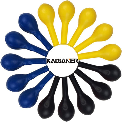 KADBANER Yellow Blue Black Balloons, 100 Pack, 12 Inch Latex
