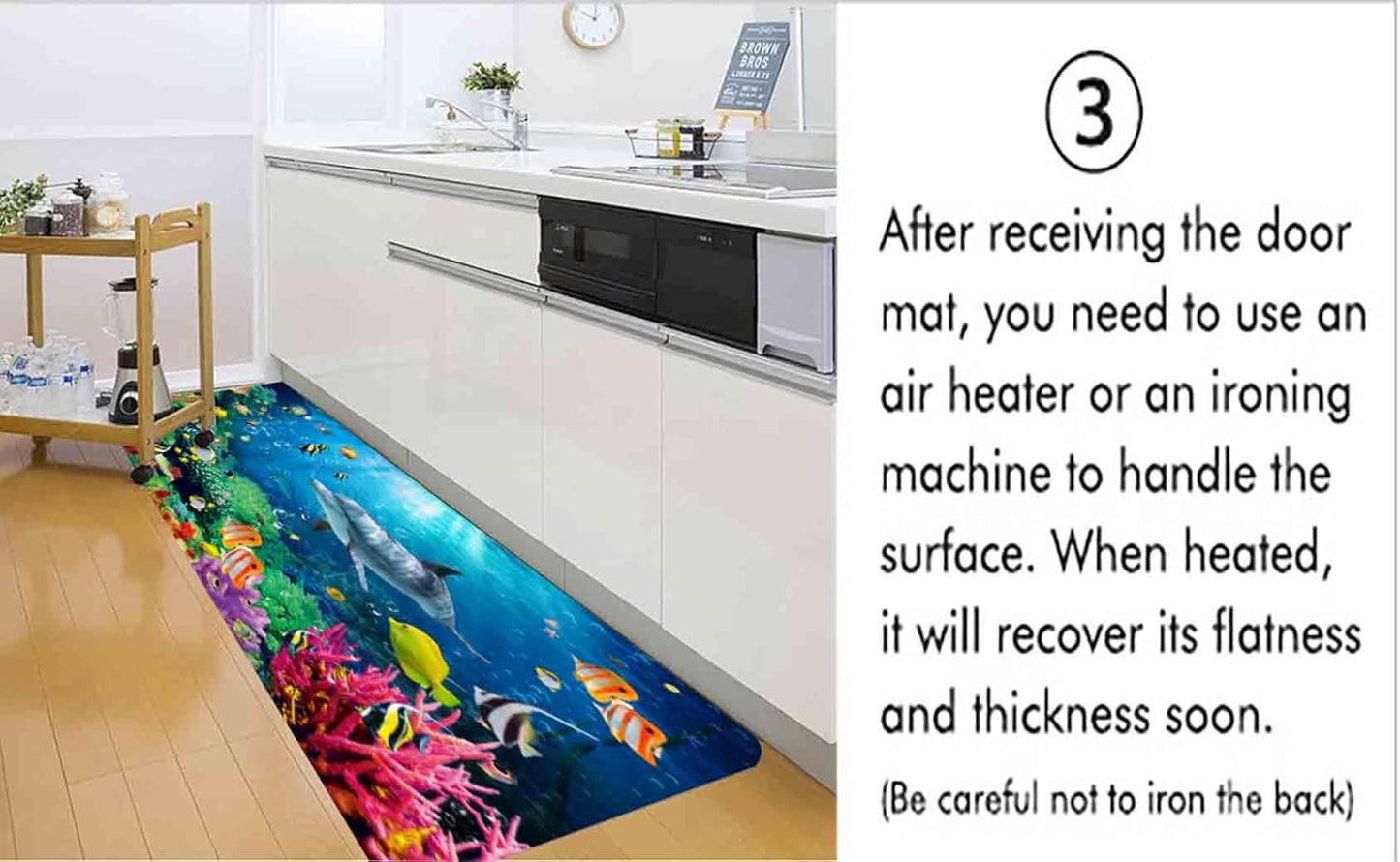 Bath Rugs Sponge Foam Absorbent, Soft for Bathroom and Kitchen (47x18 inches), Non Slip Bright 3D Print