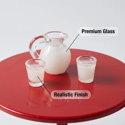 6 PCS Miniature Bistro Table & Chairs Set with Milk Pitcher Cups, 1 12 Scale Dollhouse Furniture Fairy Garden Patio Decoration Accessories