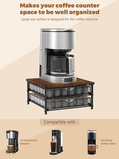 MOOACE Coffee Pod Holder for K Cup - 2 Tier Drawer Holder with Sliding Baskets, 72 Capacity Pods Organizer for Coffee