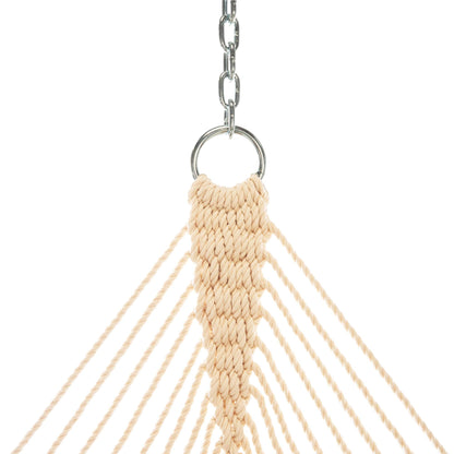 Original Pawleys Island Deluxe Oatmeal DuraCord Rope Hammock – 13 ft. x 60 in., 2-Person, 450 lb Capacity, Oak Spreader Bar, Zinc-Plated Hardware, Handcrafted in the USA