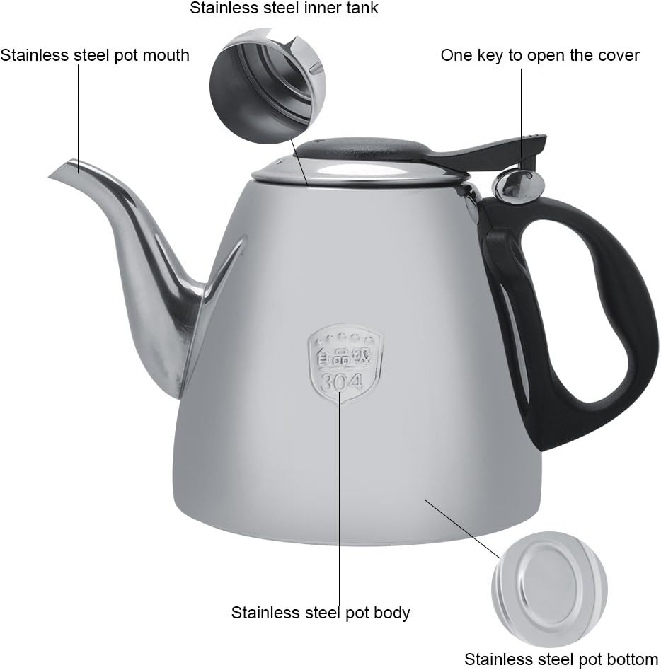 Tea Kettle, Stainless Steel Stove-top Teapot - Heat Resistant Handle for Boiling Water, Tea, Coffee (1.5L)
