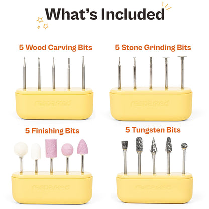 Ultimate Premium 20-Piece Rotary Tool Engraving & Carving Bit Set – Shank 3/32-2.35mm.Tungsten Steel, Sanding & Polishing Bits for Wood, Metal, Glass, Stone & More – Compatible with Customizer