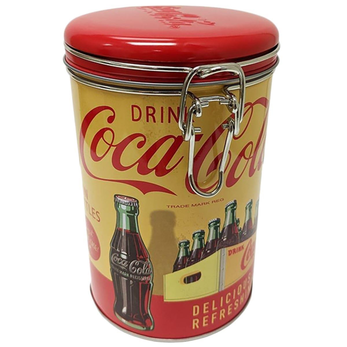 Distress Printed - Coca Cola Round Lock Top Lid with Clasp and Lock