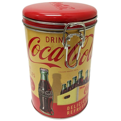 Distress Printed - Coca Cola Round Lock Top Lid with Clasp and Lock