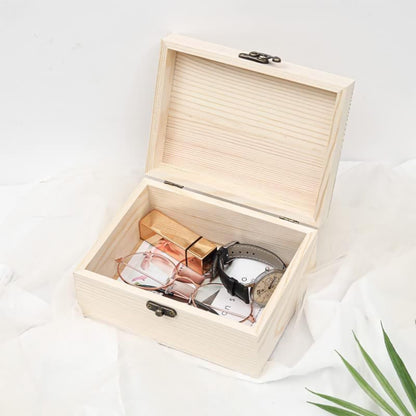 Voittozege 8 Pack Unfinished Wooden Box for Crafts, 6 X 4 X 2 Inch Small Wooden Jewelry Keepsake Boxes Natural Unfinished Box with Hinged Lid and Front Clasps Treasure Gift Storage Boxes for DIY Craft