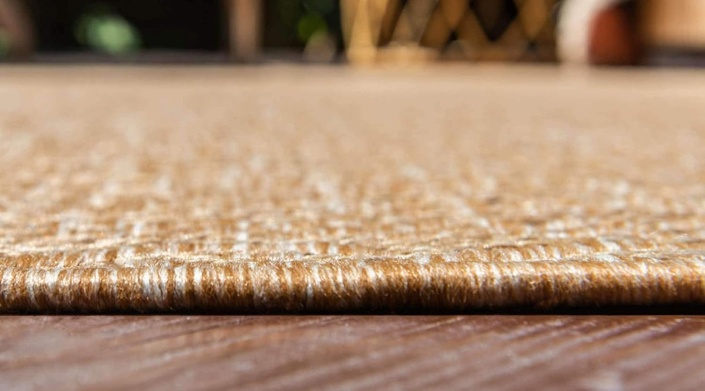 Unique Loom Outdoor Modern Collection Area Rug - Links, 2' 2" x 3' 1" Rectangle, Light Brown/Brown