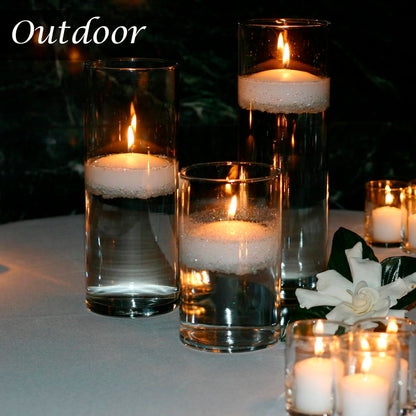 3 inch Floating Candles,24Pack Gold Dripless Wax Unscented Wax 13-15Hours Burning, Wedding Party Candles,for Centerpieces Suitable for Cylindrical Vases,Swimming Pool,Restaurant Decoration