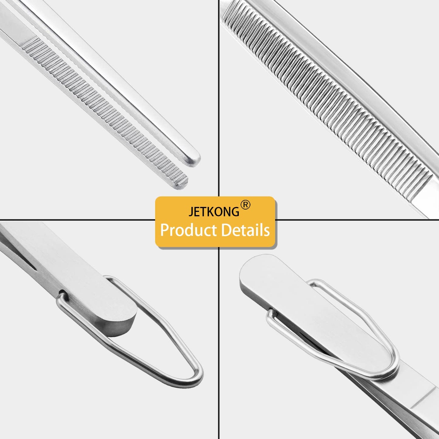 JETKONG Food Tweezers Precision Serrated Tips Kitchen Tweezers Professional Cooking Tweezer Tongs, Set of 3 (7 9 12 Inch, Silver)