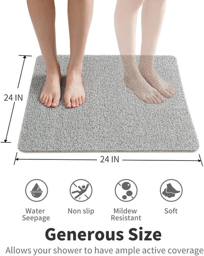 24x24 Non Slip Shower Mat, Comfortable Bath mat for Textured Surface,Quick Drying Easy Cleaning Shower Floor Mat