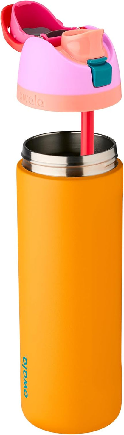 Owala FreeSip Insulated Stainless Steel Water Bottle - 24 oz BPA-Free | Tropical Design for Sports & Travel