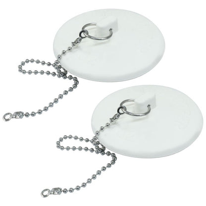ISDVBUY 2 Pack Heavy Duty Drain Plugs, Rubber Tub Stopper Fits 1.5" - 2" Kitchen Sinks, Stainless Steel Chain Included, Multi - Use Drain Seals for Bathroom Tubs & Laundry Basins