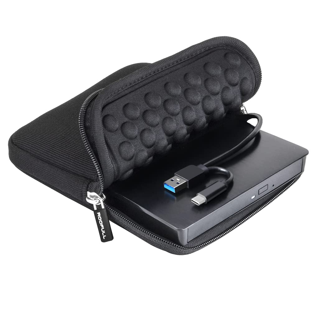 ROOFULL External CD DVD +/-RW Drive for Laptop Mac, USB 3.0 & USB-C CD DVD Disc Reader Writer Burner CD-ROM Portable DVD Player with Carrying Case for Windows 11/10 PC MacBook Pro Linux Computer