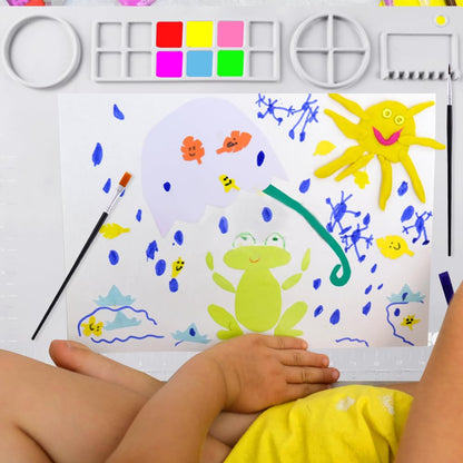 DIYDEC Silicone Craft Mat for Kids 20X16 Inch Large Painting Mat with Detachable Cup &10 Painting Brushes Silicone Art Mat for Adult DIY Gift Accessories (White)