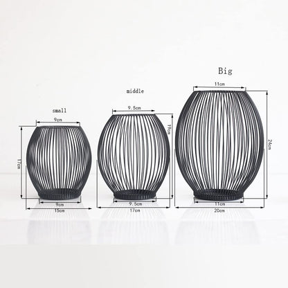 Candle Holder Hollow Iron Candle Holder Lantern Geometric Shapes Birdcage Shape Candlestick Table Home Decor Candlestick (Color : L(20x20x24CM))