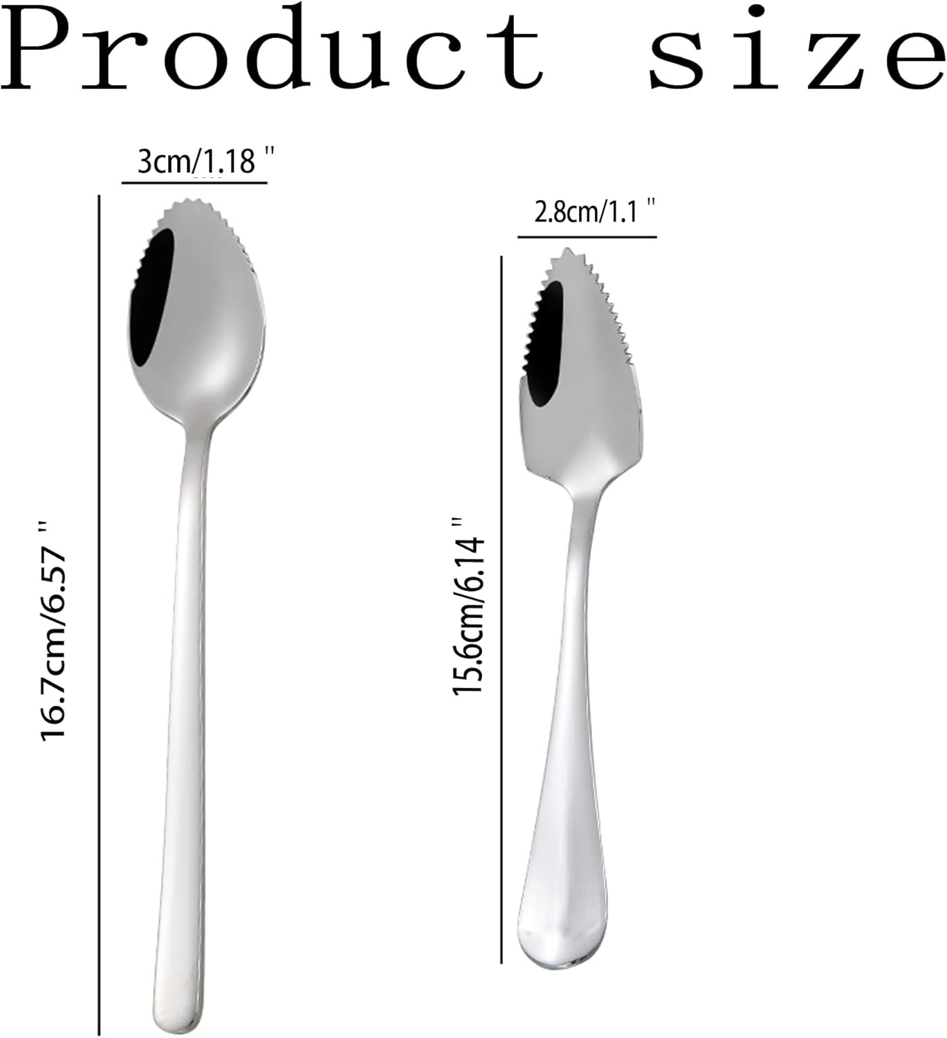 2pcs Stainless Steel Grapefruit Spoons with Serrated Edge, Kitchen Tools for Citrus Fruits, Desserts