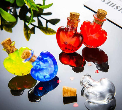 Mini Glass Jars with Cork Stoppers - Tiny Heart-Shaped Bottles for Party Wedding Decor & Jewelry Making (100)