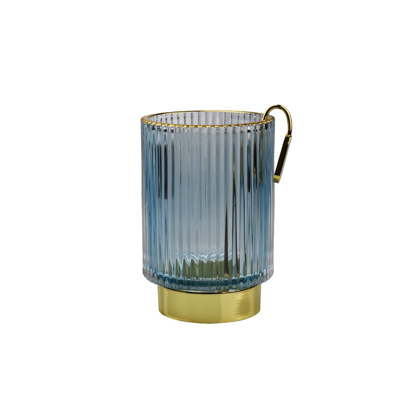 yufocusqc Thick Glass Pen Pot Cute Decorative Pencil Holder Cup for Desk Makeup Brush Holder for Home Office (Blue)