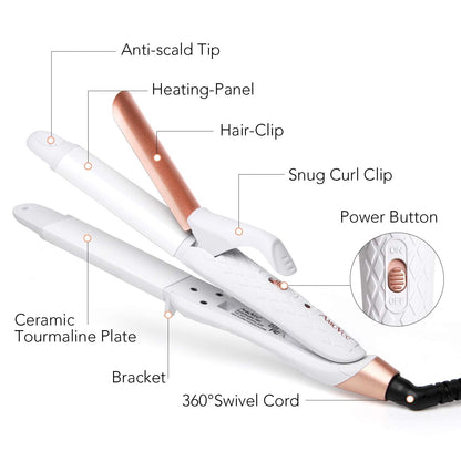 Dual Voltage Curling Iron 2-in-1 Curling Iron 1 Inch,(100V~240V) Dual Voltage Hair Straightener Travel CurlingIron European Flat Iron(Black)