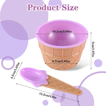 Direct Ice Cream Cups with Spoons, Large Plastic Dish with Spoon, Dessert Sundae Frozen Yogurt Bowls Set of 24