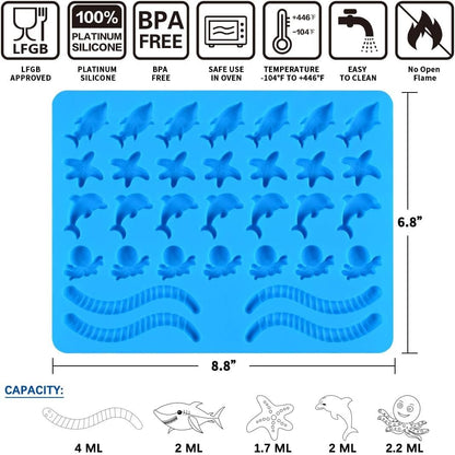 Silicone Gummy Molds by [Brand Name] - Fun Ocean Shapes Including Worms, Starfish, Dolphins & More | Pack of 3