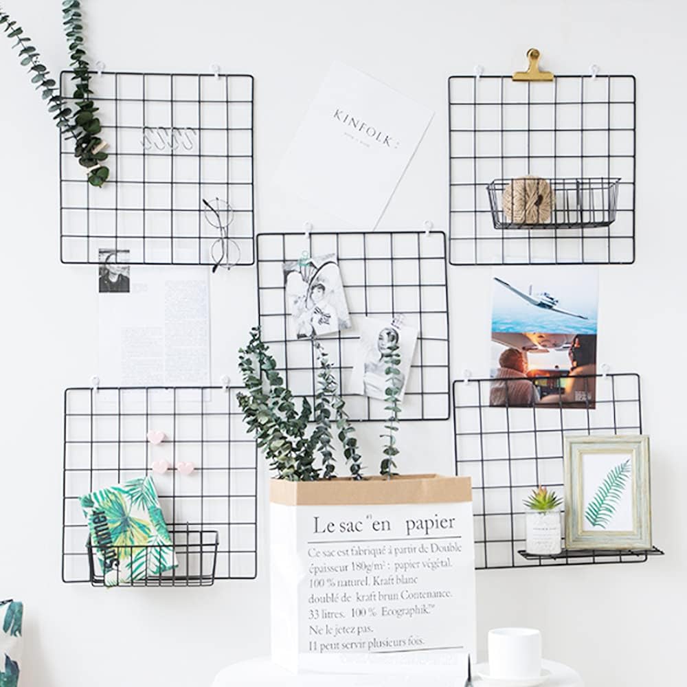 3 Pack Wire Baskets, Wall Grid Panel Hanging Storage Baskets for Kitchen, Bathroom, and Bedroom Organization