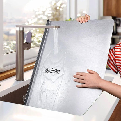 TMEEIHNSS Set (50/60/70/80cm) Large Stainless Steel Cutting Board | Non-Slip L-Shape Design | Dishwasher Safe Chopping