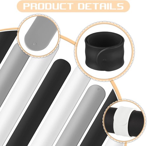 Cunhill Wrapping Paper Holder Clips - 18 Silicone Covered Metal Slap Bands for Gift Wrapping & Storage | White, Black, Grey