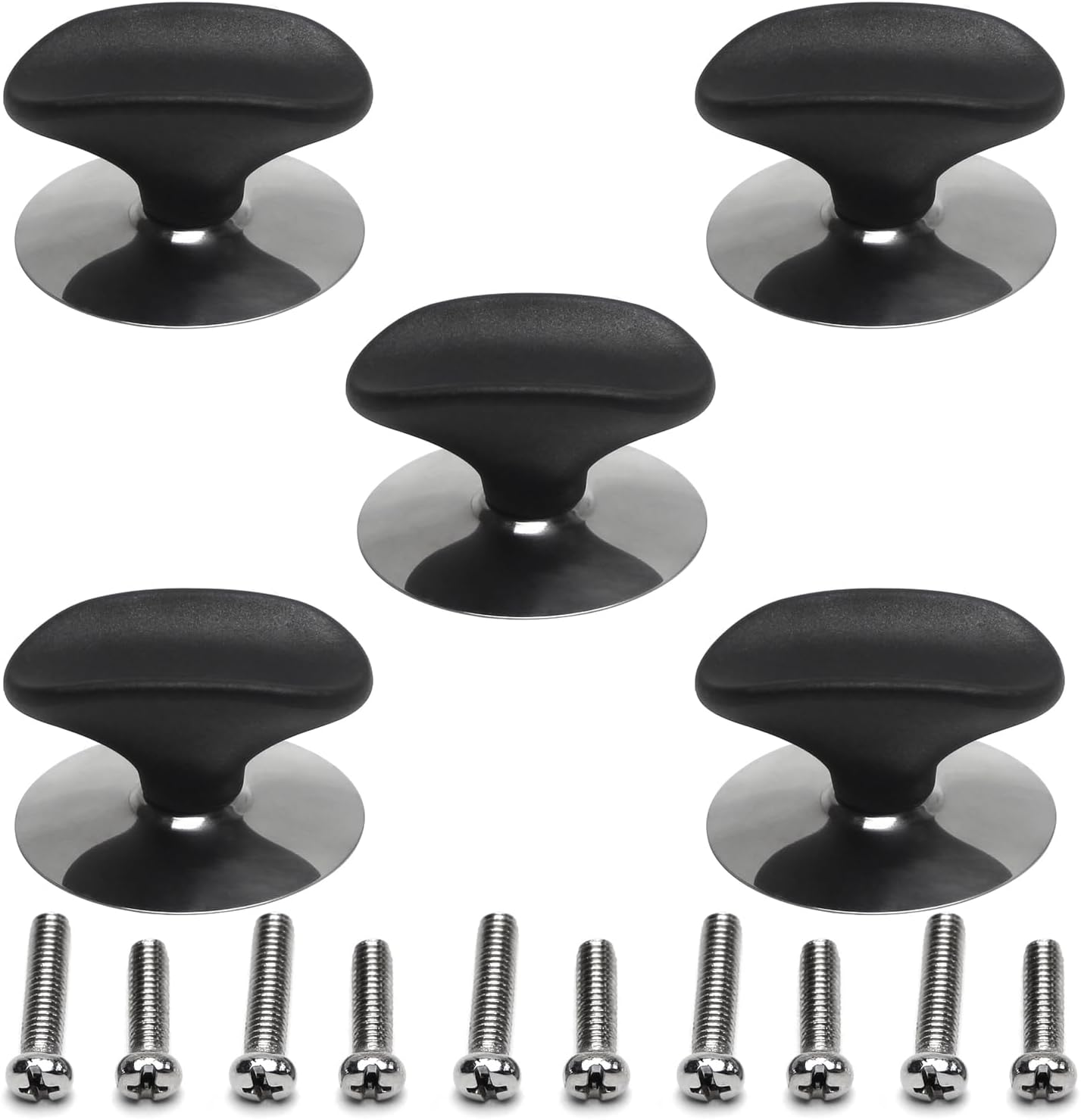 MroMax Universal Pot Lid Cover Knob Handle, Replacement Knob for Kitchen Cookware, Black Leaves, 5Pcs
