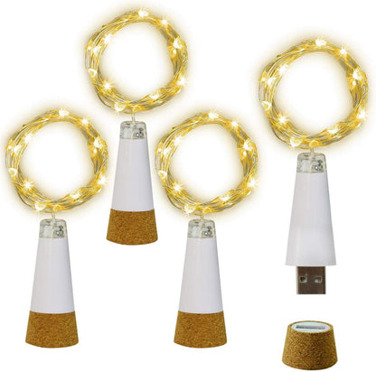 15 4PCS) NeoJoy Wine Cork Lights, Rechargeable Bottle Fairy String Lights with LED for DIY Artificial Parties