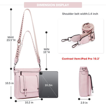 Roulens Crossbody Bags for Women,Multi Pocket Crossbody Purses Vegan Leather Shoulder Handbags Travel Purse Adjustable Strap
