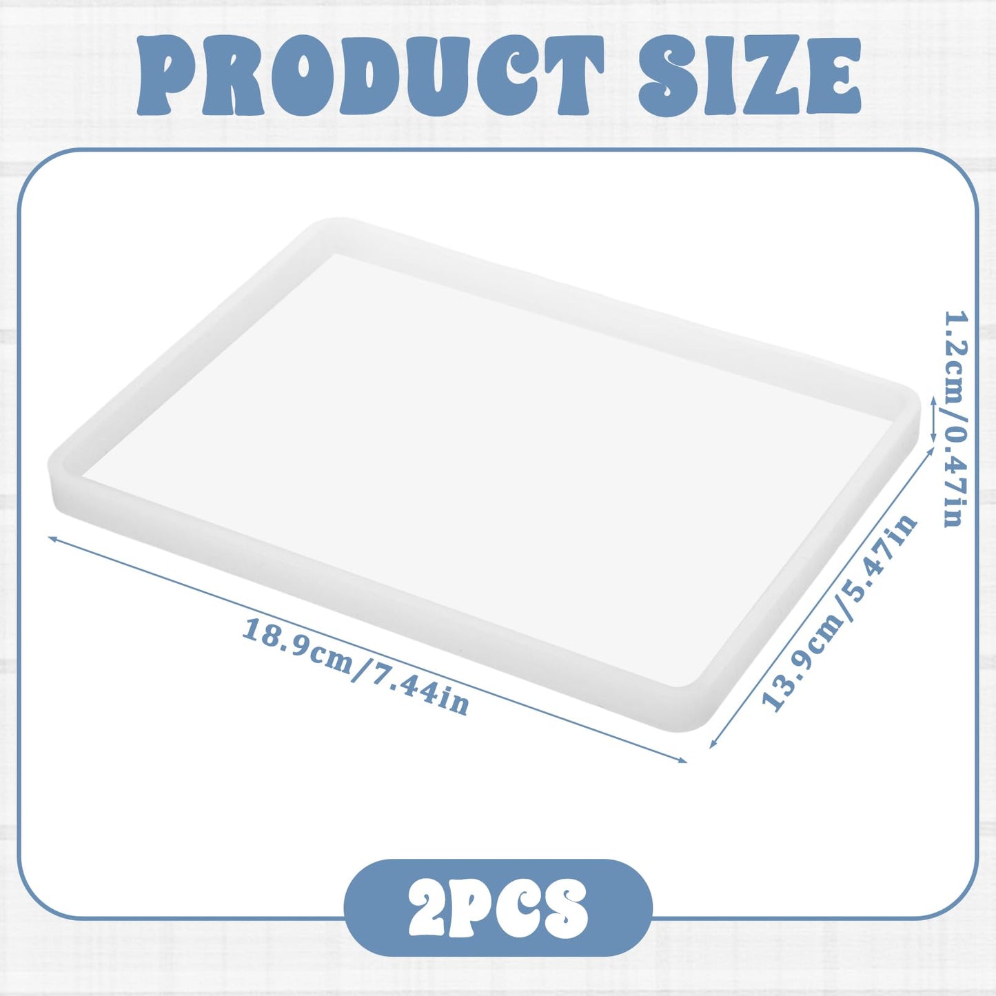 2 Pack Rectangle Resin Mold 7x5 inch Rectangle Silicone Molds for Resin Tray Mold Epoxy Silicone Board Molds, White