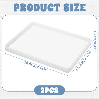 2 Pack Rectangle Resin Mold 7x5 inch Rectangle Silicone Molds for Resin Tray Mold Epoxy Silicone Board Molds, White