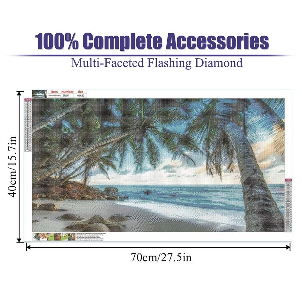 COHAYISY Large 5D Coconut Tree Beach Sunset Scenic Diamond Art Painting Kit for Adults, DIY Full Drill Crystal Rhinestone Arts and Crafts (15.7x27.5inch)