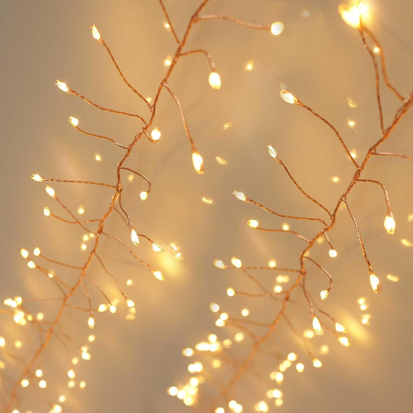 240 10ft QBIS LED Christmas Cluster Lights, Warm White Fairy Lights on Copper Wire, Plug in, Christmas Tree Lighting