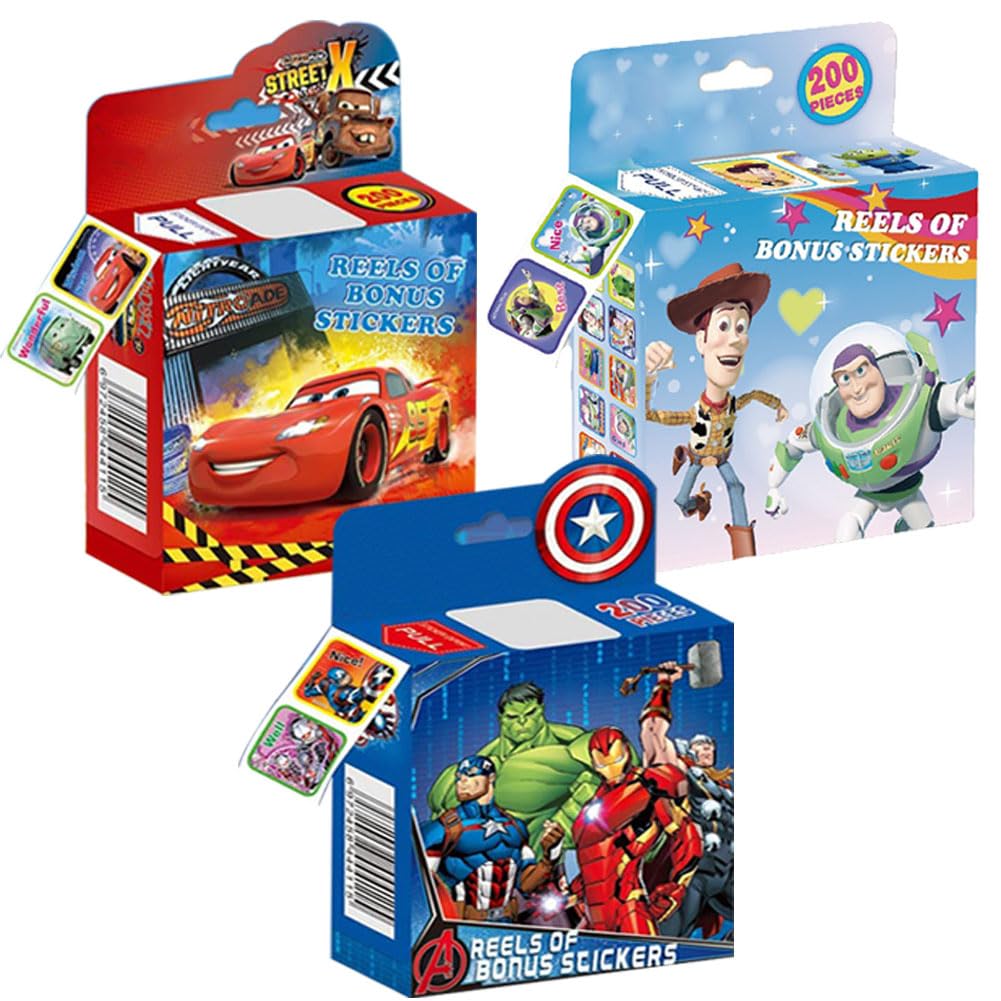3 Pack Kids Sticker in 30 Designs,600 Pcs 1 Inch Self Adhesive Label Roll Stickers for Kids and Teacher 05