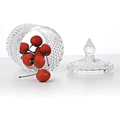 LUCKTE Rainie Love Home Basic Food Storage Organization Set-Crystal Diamond Faceted Jar with Crystal Lid,Suitable as A Candy Dish,Cookie Tin,Biscuit Barrel,Decorative Candy Jar (Transparent, 16 oz)
