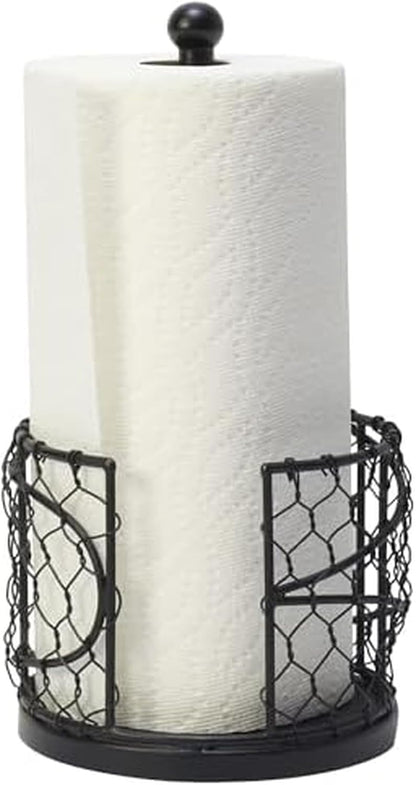 12.75-Inch Countertop Mikasa Gourmet Basics Farmer's Market Paper Towel Holder, - Decorative Iron Convenience, Black