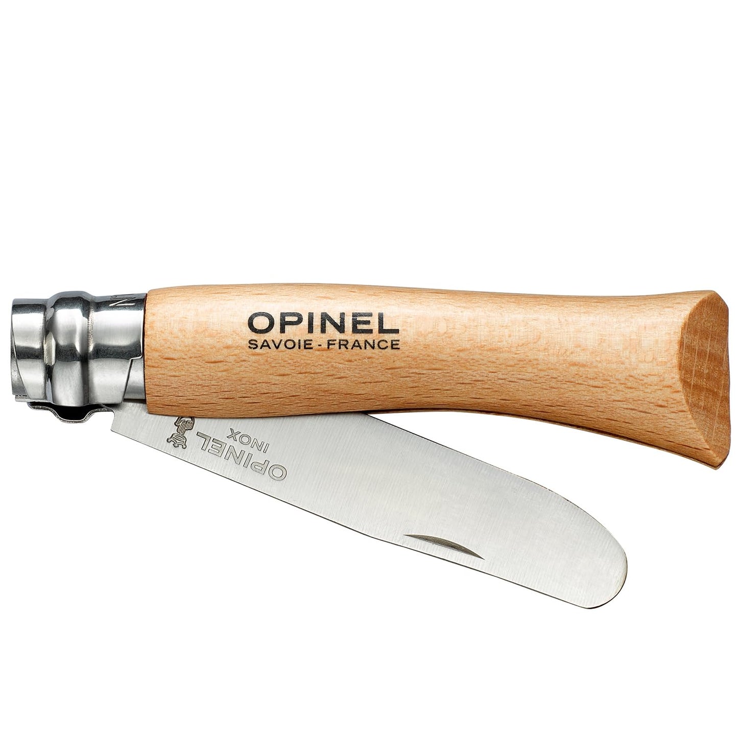 Opinel My First Opinel No.7, Stainless Steel Children’s Folding Knife with Safety Rounded Tip, Virobloc Locking Collar, Made in France (Natural)